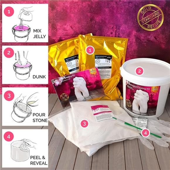 Hand Casting Kit Couples - Lifelike Stone Sculpture for Two Hand Mold Mom Dad - Picture 6 of 6